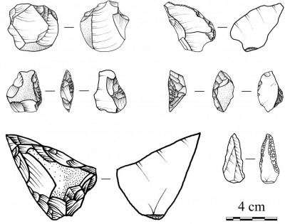 Figure 4. Drawings of stone tools recovered from SU 11.
